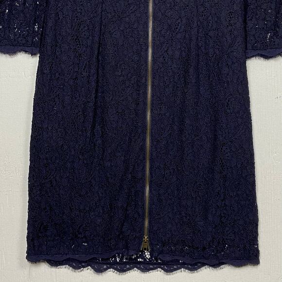 Adrianna Papell Evening Dress Navy Blue Lace Overlay Cocktail Party Size 8 - Picture 7 of 15